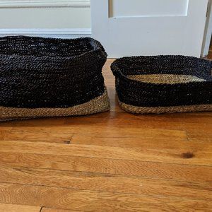 West Elm Two-Tone Hand-Woven Storage Basket Set
